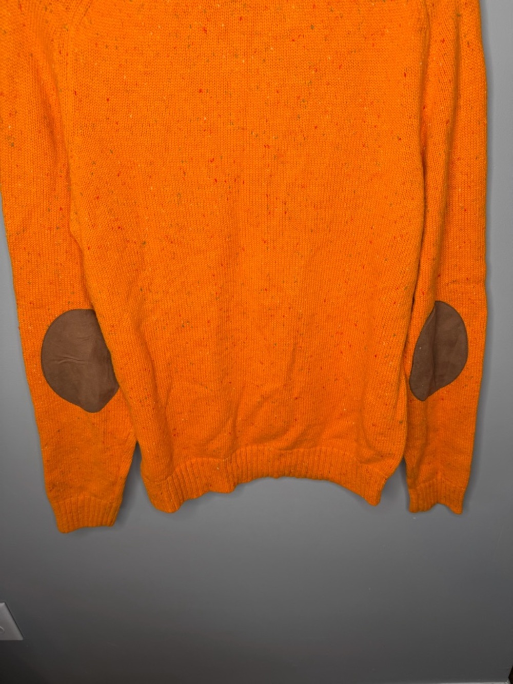 NWT American Eagle Deadstock 2000s Orange Speckled Elbow Patch Knit Crewneck - Picture 8 of 12
